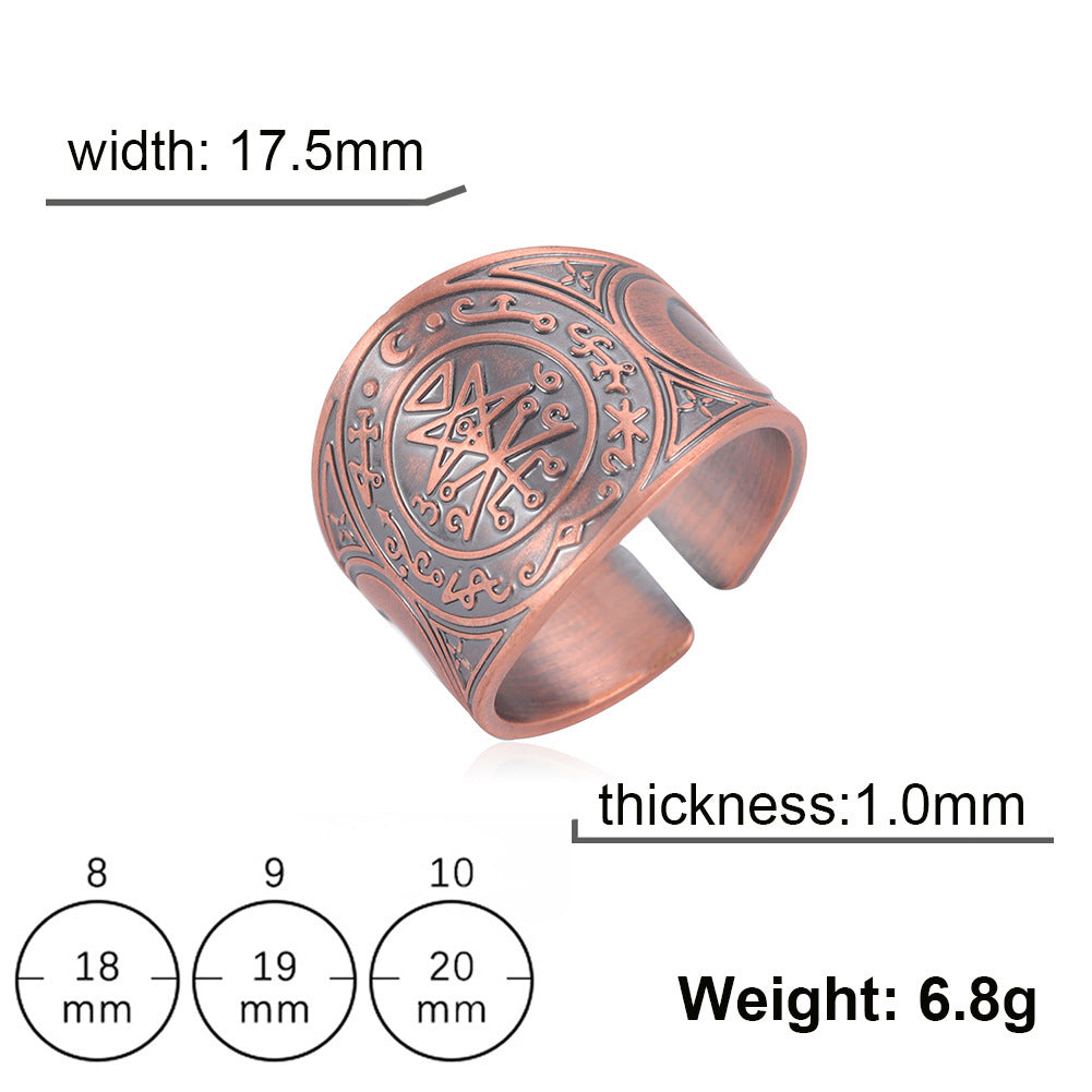 Personalized Moon Ring Duo Copper On Sides Retro Jewelry