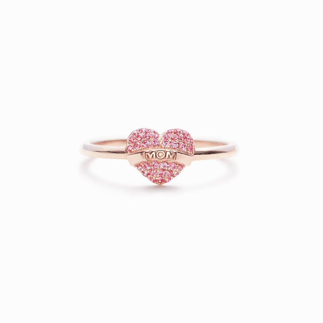 Sterling Silver Heart Zircon Ring Rose Gold Electroplated Geometric Design For Festivals Gift For Her Gift Idea