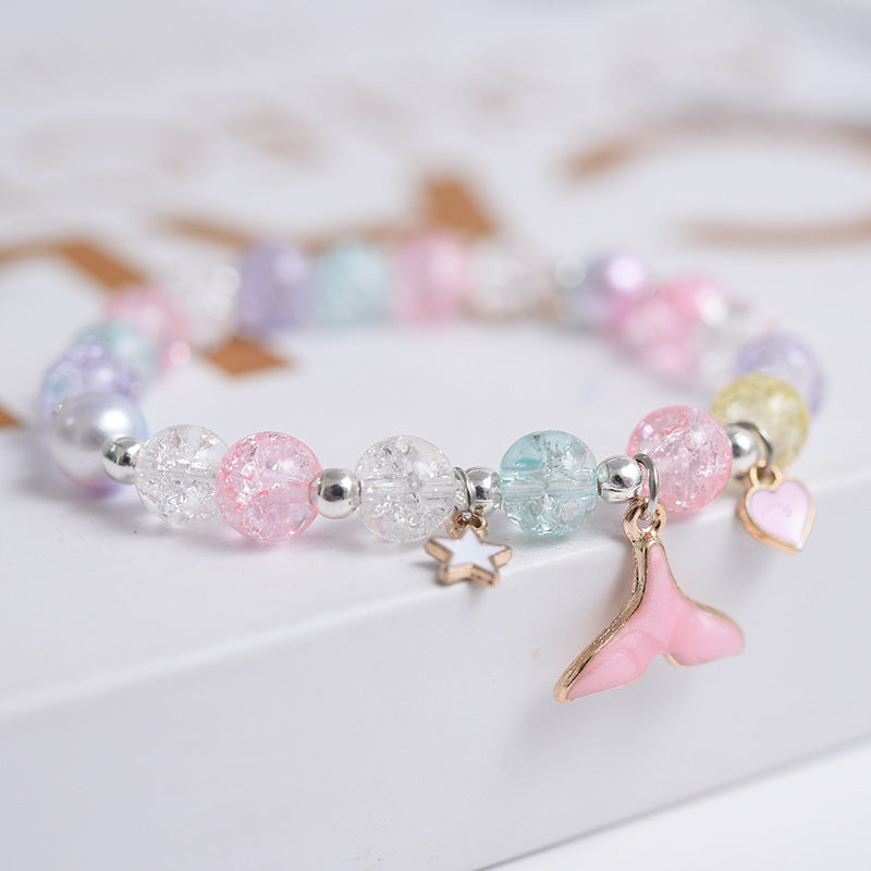 Girls Cute Bracelet With Plant Flower Plus Crystal Design Korean Beads Adjustable Childrens Bracelet 14cm 20cm