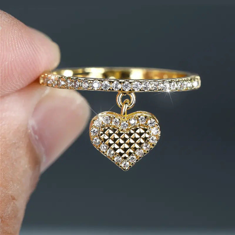 Heart Shape Zircon Ring Copper Jewelry For Women Exquisite Gift For Daily Wear Fashion Accessory Daily Sparkle