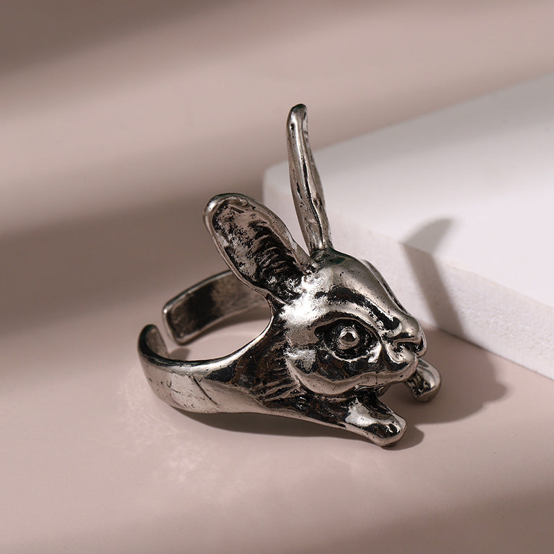 Adjustable Animal Ring Rabbit Zodiac Opening Ring for Index Finger Alloy Material Cute Jewelry Gift Idea Style