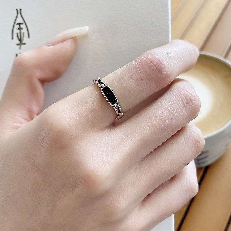 Sterling Silver Plated Adjustable Open Geometric Ring White Copper Niche Elegant Everyday Jewelry For Everyday