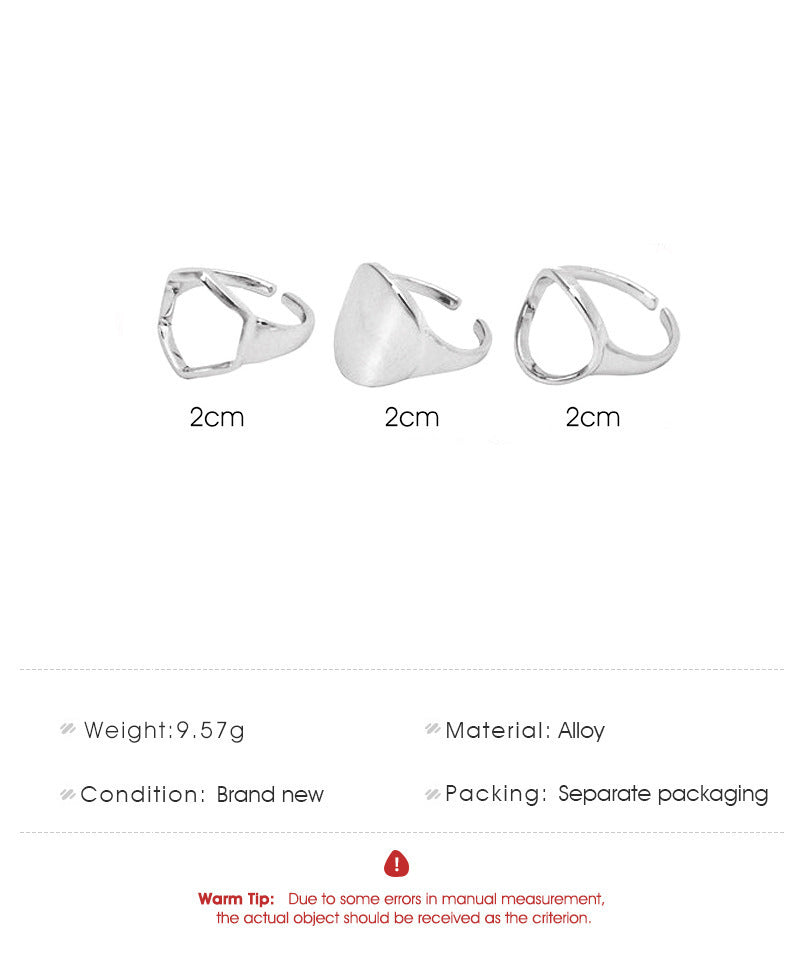 Vintage Hollow Pentagonal Geometric Ring Set Birthday Gift