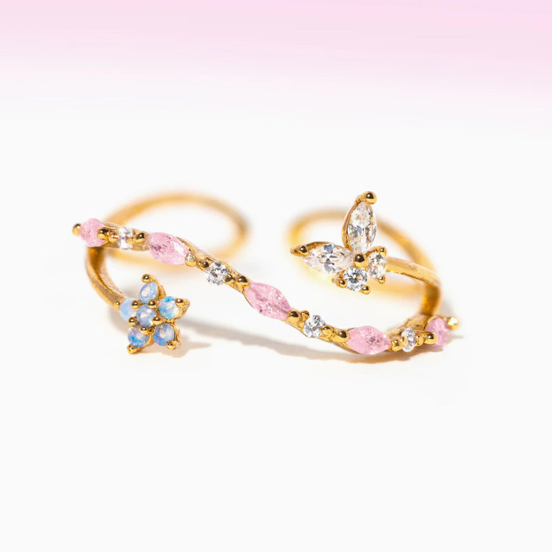 Heart Shaped Open End Ring Copper Plated Gold For Women Adjustable Size Cute Style Everyday Jewelry Gift Ready