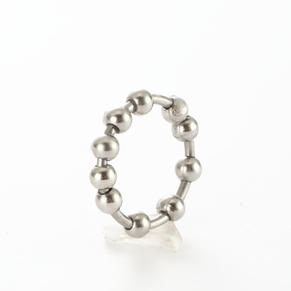 Unisex Rotating Beads Ring Stainless Steel Band For Anxiety Decompression Geometric Meditation Jewelry Relaxation