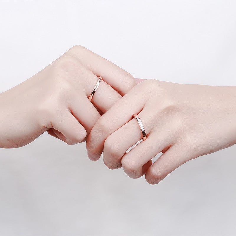 Simple Retro Ring for Men and Women Korean Version Rose Gold Band Fashion Jewelry Gift for Her and Him Anniversary Ring