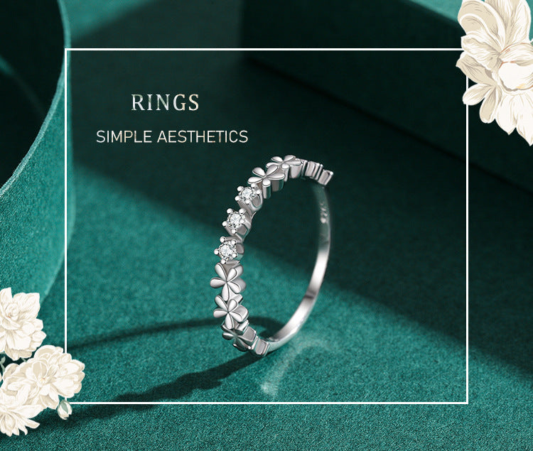 Forest Daisy Silver Ring S925 Diamond Inlaid Gold Plated Artificial Gemstones Semi Precious Stones Jewelry Gift