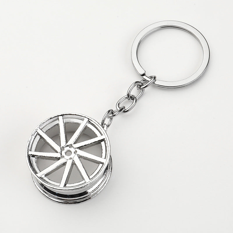 Car Wheel Hub Keychain Zinc Alloy Key Ring National Fashion Design Auto Wheel Key Ring Gift Black White Car Accessory