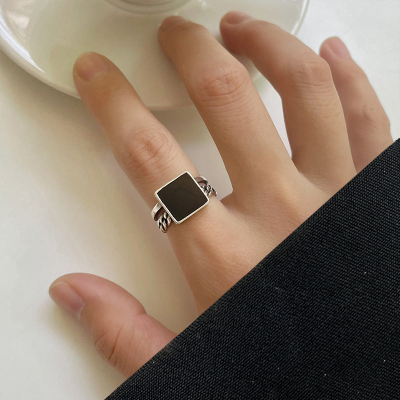 Sterling Silver Plated Adjustable Open Geometric Ring White Copper Niche Elegant Everyday Jewelry For Everyday