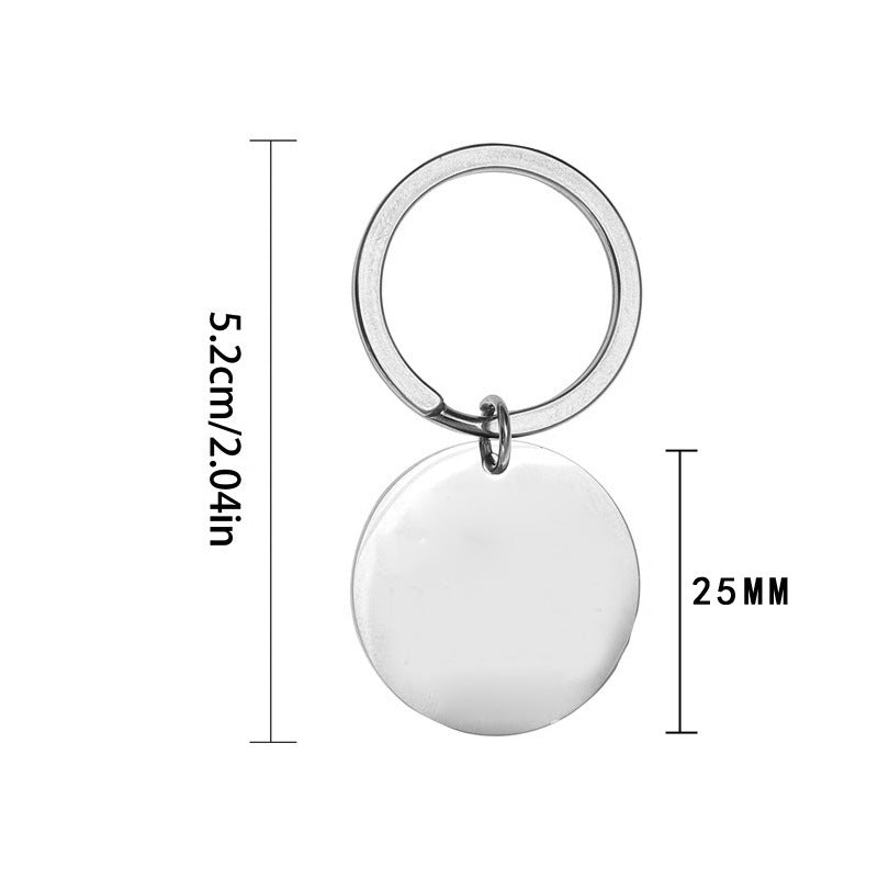 Mens Stainless Steel Round Key Pendant Snow Mountain Valley Design Keychain Durable Steel Key Finder Gift For