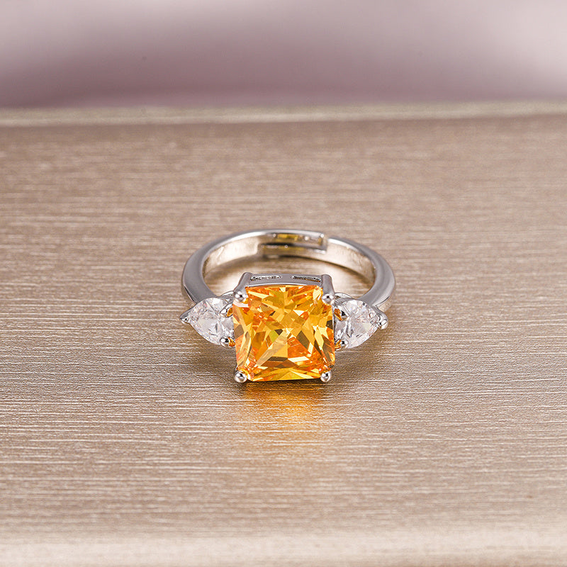 Copper Ring With Square Inlaid Zircon Accent Multicolor Jewelry For Women Gift For Her Fashion Jewelry For Her