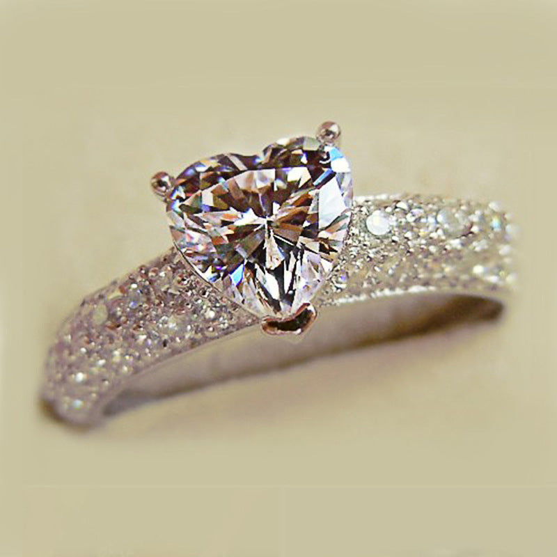 Heart Shaped Zircon Ring Gold Plated Copper Jewelry For Women Wedding Engagement Gift Elegant Dainty Brilliant Everyday