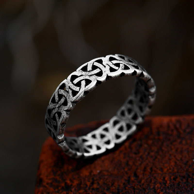 Mens Titanium Steel Ring Retro Viking Band Norse Jewelry Ancient Design Statement Ring Biker Ring For Men Gift