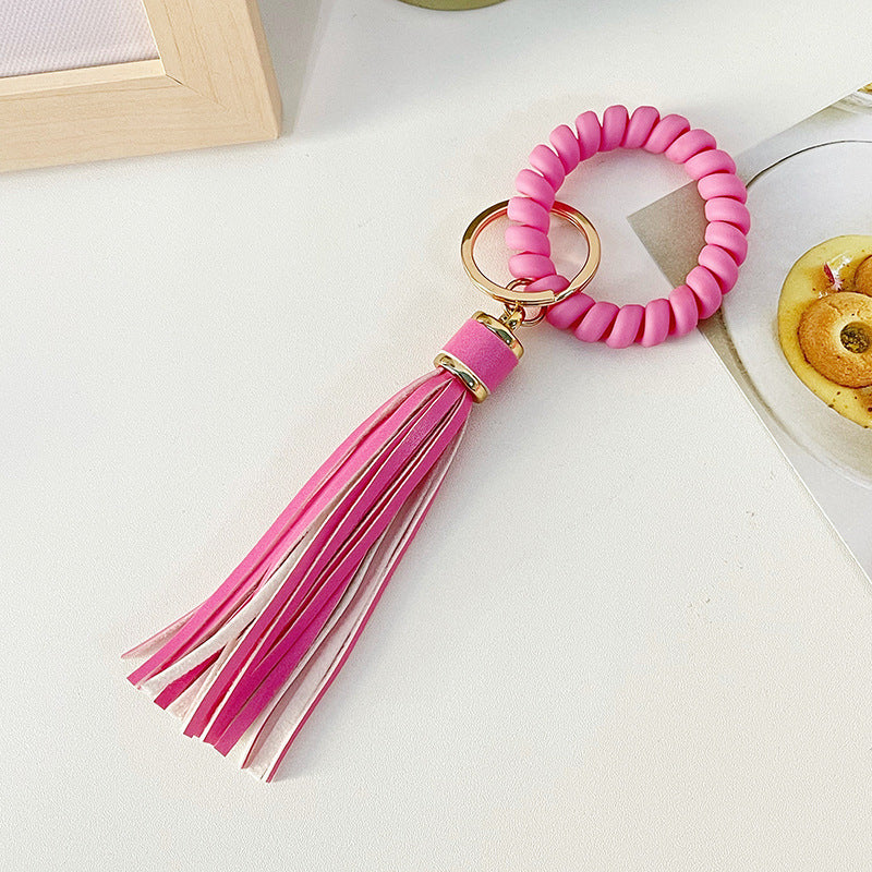 Wristlet Keychain Bracelet Cartoon Print Faux Leather Anti Lost Phone Accessory Secure Key Holder Wristlet Highend Faux