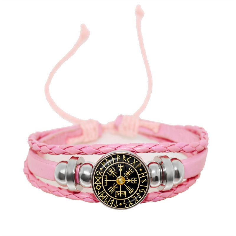 Unisex Leather Bracelet Retro Geometric Pattern Adjustable Woven Strap Wristbands Fashion Jewelry Everyday Use