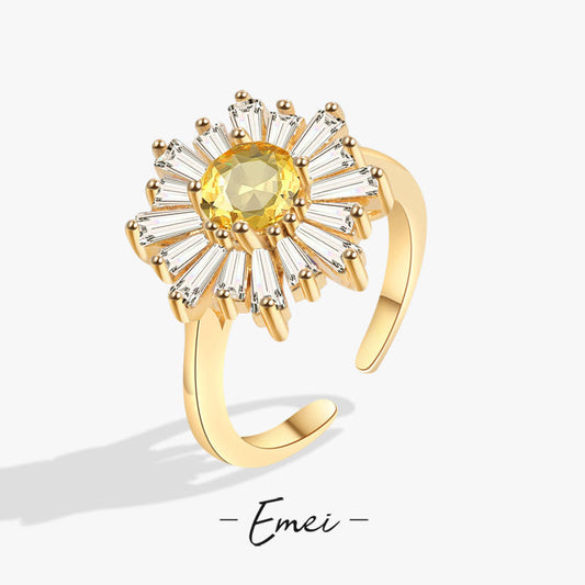 Sunflower Ring Fashion All Match Opening Yellow Gold Copper