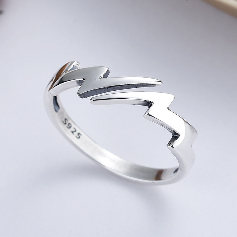Silver Lightning Ring For Women And Girls Thin Band Design Everyday Wear Lightning Bolt Jewelry For Daily Wear