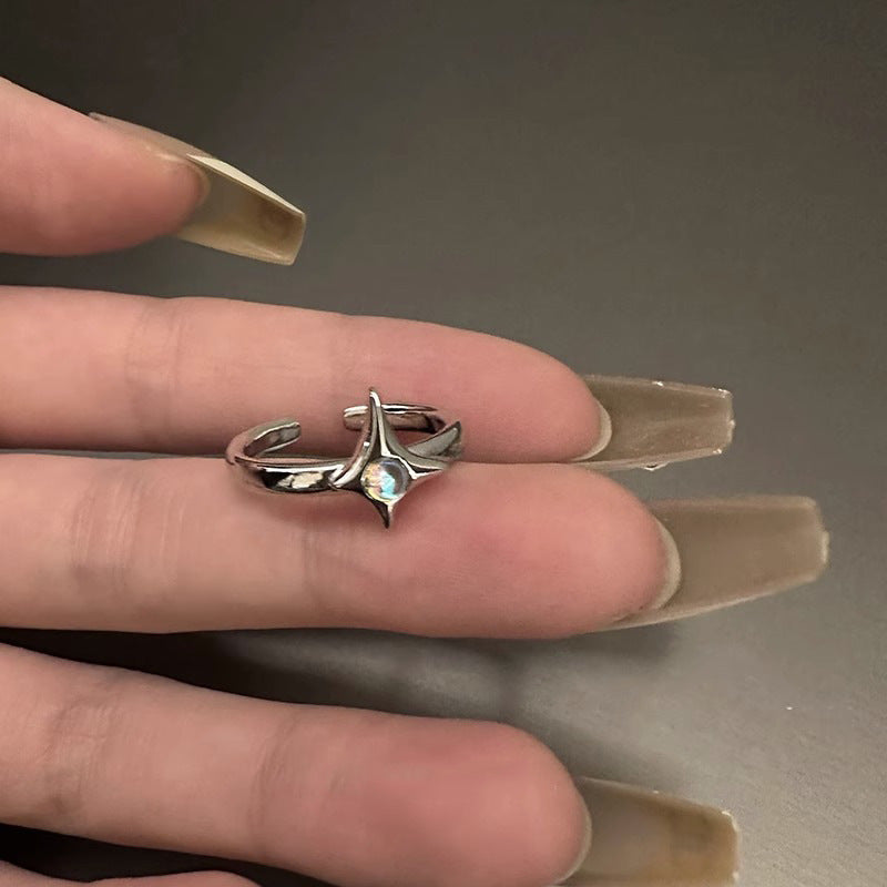 Copper Cross Ring With Zircon Inlaid Eight Pointed Stars For Women Fashion Jewelry Ring Glamorous Zircon Shine