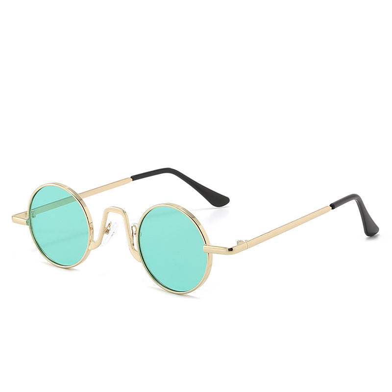 Retro Hip Hop Sunglasses Small Round Metal Frame PC Lens For Men And Women Sun Protection Fashion Travel Stage
