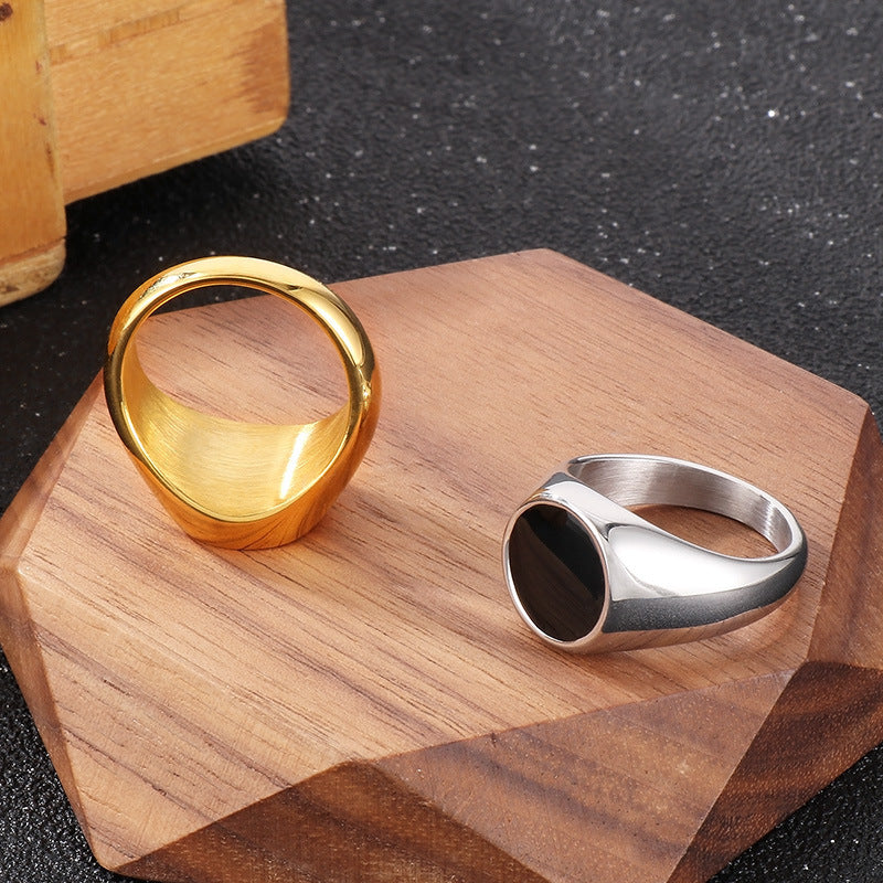 Men Ring Gold Tone Titanium Steel Polished Fashion Band Classic Style Durable Everyday Wear Sizes Six 7 8 9 10
