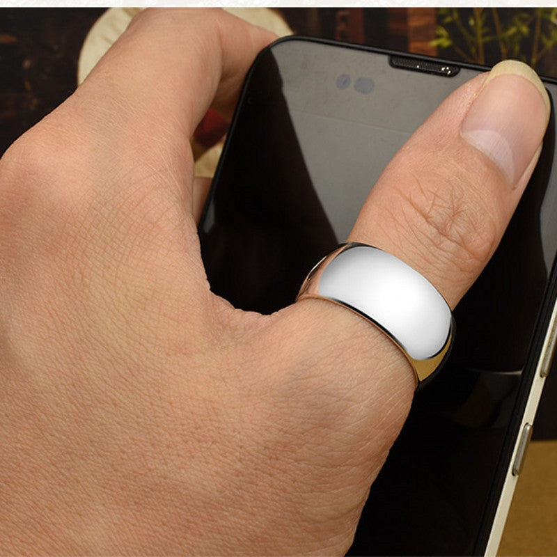 Mens Glossy Sterling Silver Ring Adjustable Size 18 25 Large Face 10mm Unisex Classic Fashion Accessory Shines