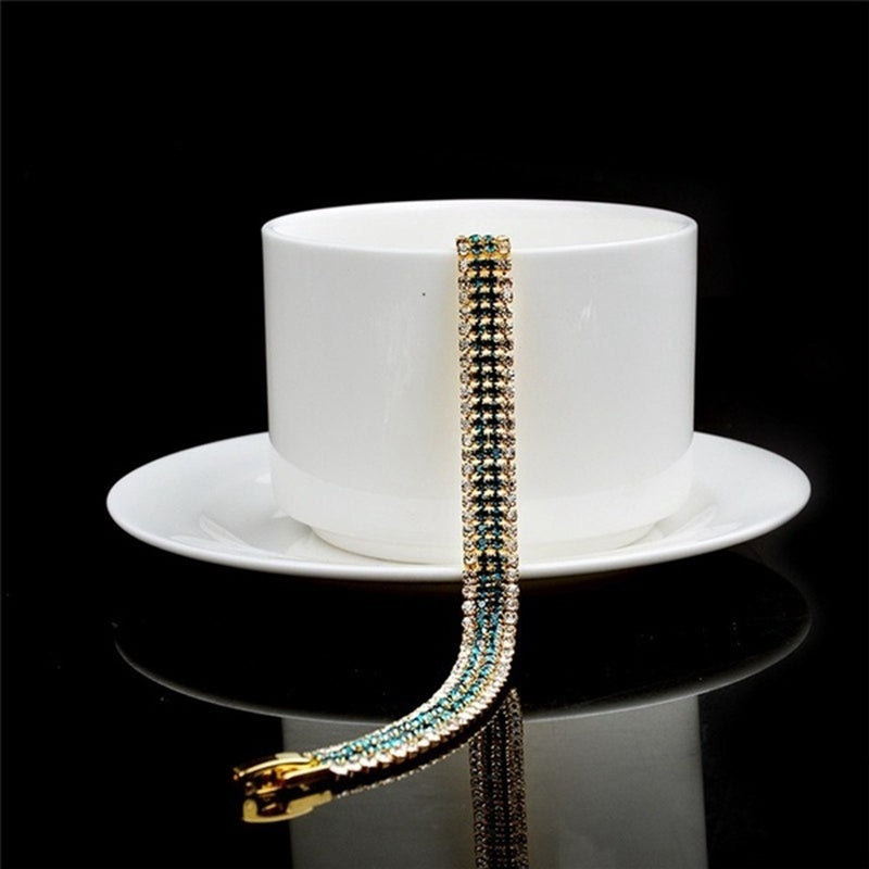 Womens Geometric Electroplated Metal Bangle With Diamonds