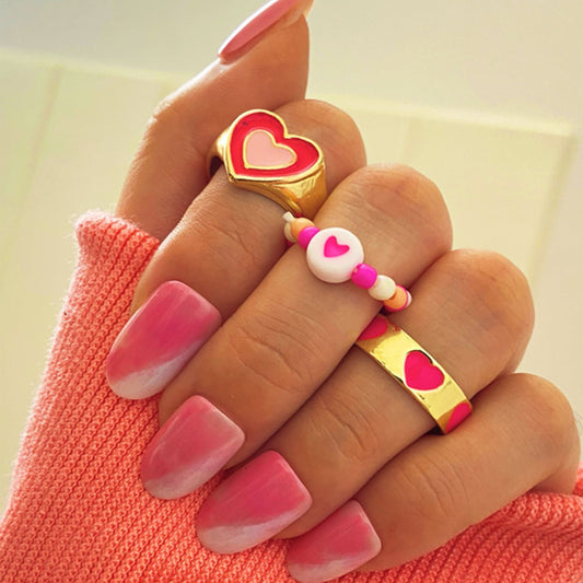 Geometric Rings Set Resin Alloy Electroplated Jewelry For Women Creative Gift Simple Style Casual Elegant Look
