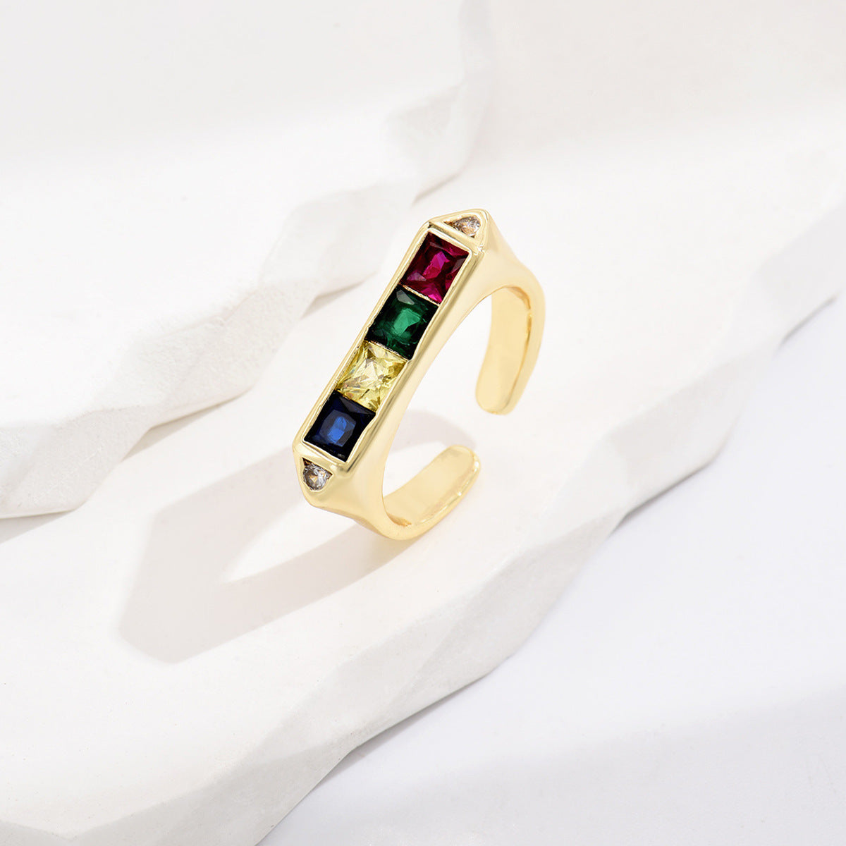 Women Adjustable Grass Green Heart Shaped Copper Ring Electroplated Fashion Jewelry For Daily Wear Accessory Gift