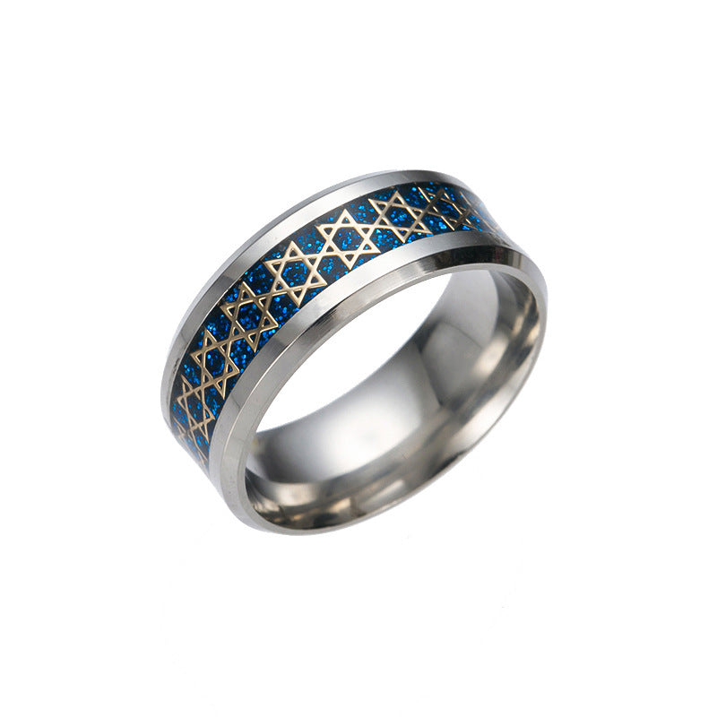 Womens Stainless Steel Ring Fashion Jewelry Gift for Her Birthday European Design Band Ring in Gold Blue Black