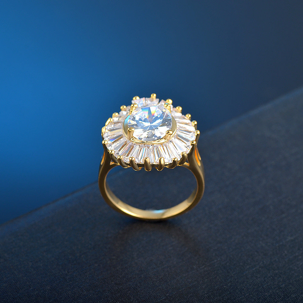 Women's Gold Ring With Shining Zircon Eye Design And Diamonds For Index Finger Copper Ring Fashion Jewelry Size 7 8 9