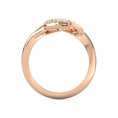 Womens Geometric Openwork Ring Peach Heart Design Rose Gold Alloy Ring With Artificial Gemstones Fashion Jewelry Gift