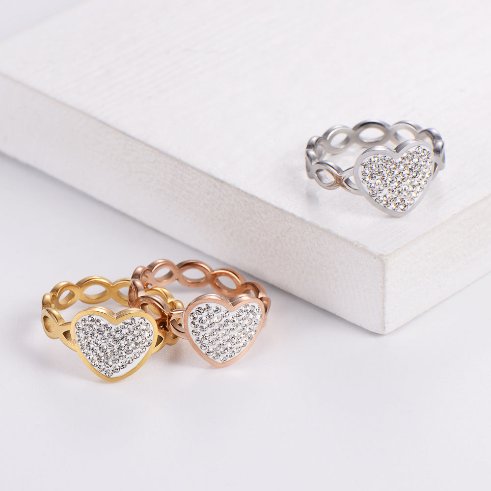 Women's Ring Hollow Infinite Symbol Love Heart Stainless Steel Wear Anniversary Gift Elegantly Durable Jewelry