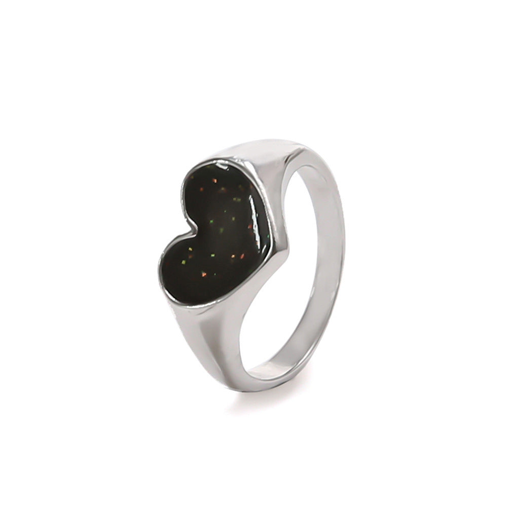 Heart Shaped Ring With Ornaments Korean Fashion Alloy Ring Unisex Ideal Holiday Gift Individually Packed Gifts