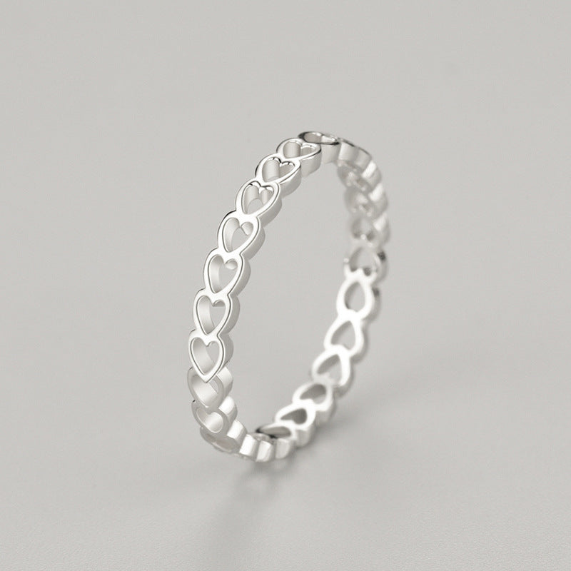 Sterling Silver Ring With Heart Cutout Gold Plated Inlaid Gemstones Elegant Band For Her Anniversary Gift Sparkle