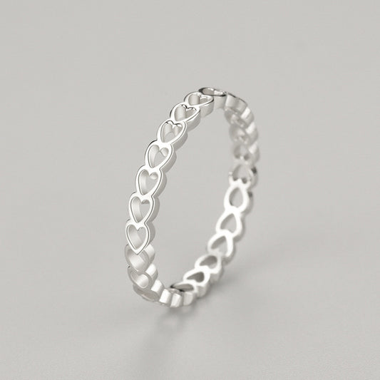 Sterling Silver Ring With Heart Cutout Gold Plated Inlaid Gemstones Elegant Band For Her Anniversary Gift Sparkle