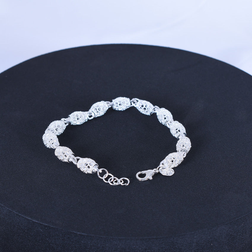 Elegant Alloy Lantern Bracelet For Women Silver Bangle Jewelry Accessory Wristwear Sleek Everyday Shine Finish