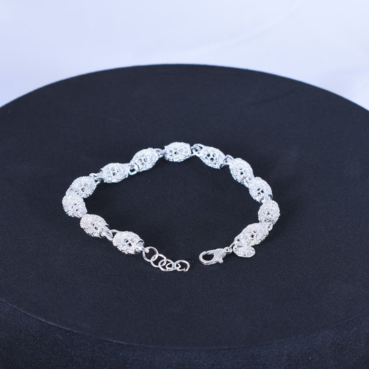 Elegant Alloy Lantern Bracelet For Women Silver Bangle Jewelry Accessory Wristwear Sleek Everyday Shine Finish