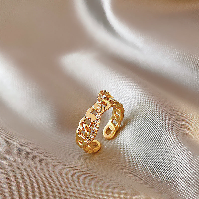 Geometric Gem Inlay Silver Ring 925 Adjustable Open Ring Korean Style Women Fashion Jewelry Everyday Wear For Daily Glam