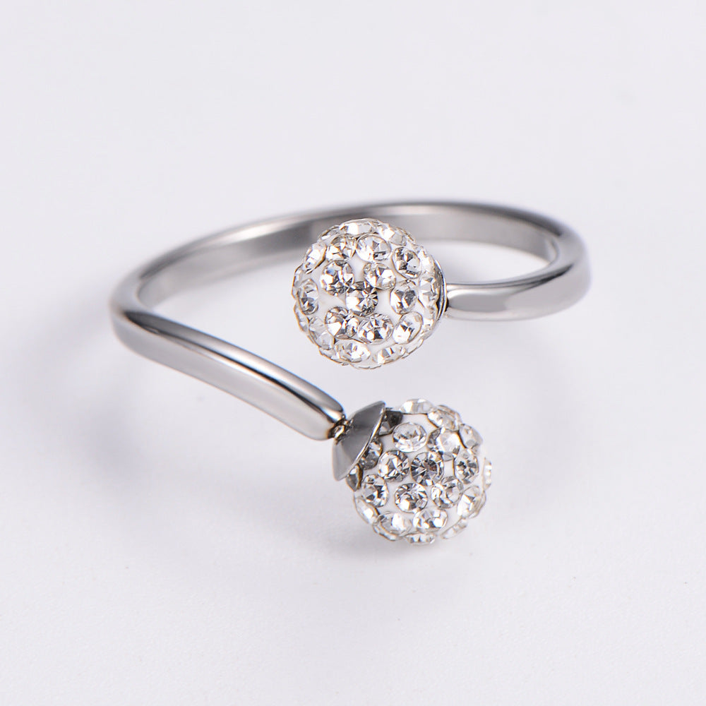 Women Stainless Steel Ring 18K Gold Plated Hollow Hydrangea Zircon Inlaid Fashion Jewelry Gift For Her For All Occasions