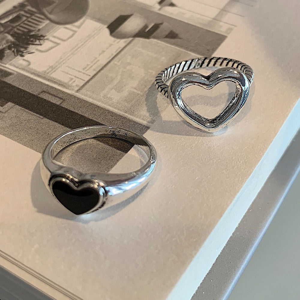 Vintage Heart Ring Electroplated Alloy Hollow Heart Jewelry