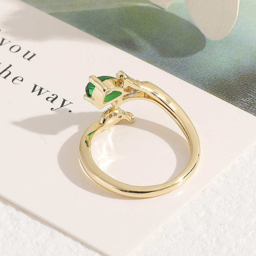 Women Copper Plated Zircon Ring Adjustable Opening European Style Fashion Jewelry Gifts For Her Everyday Style