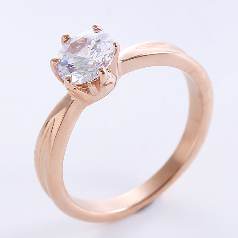 Simple Stainless Steel Shiny Ring Fashion Temperament For Women Steel Gold Plus Rose Gold Colors Sizes 6 7 8 9