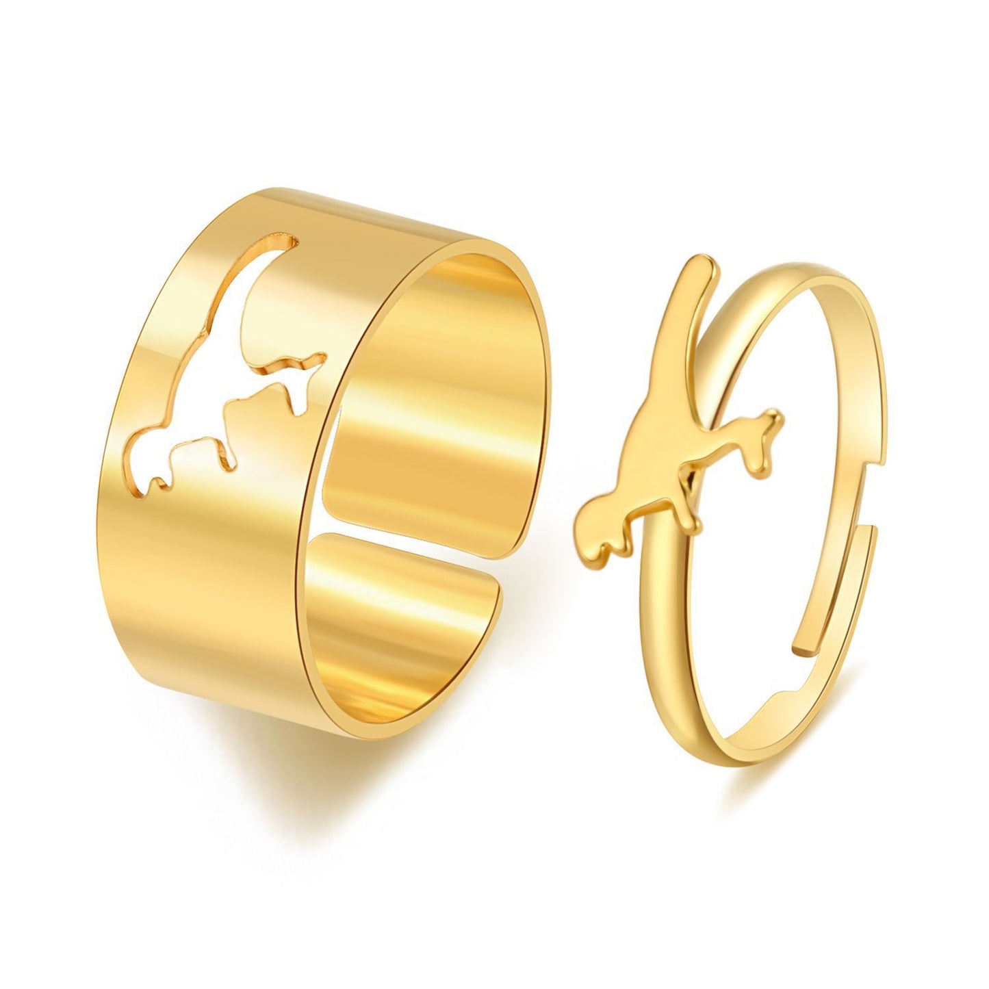 Couple Geometric Star Moon Rings Set Adjustable Alloy Celestial Punk Rings For Women And Men Fashion Statement