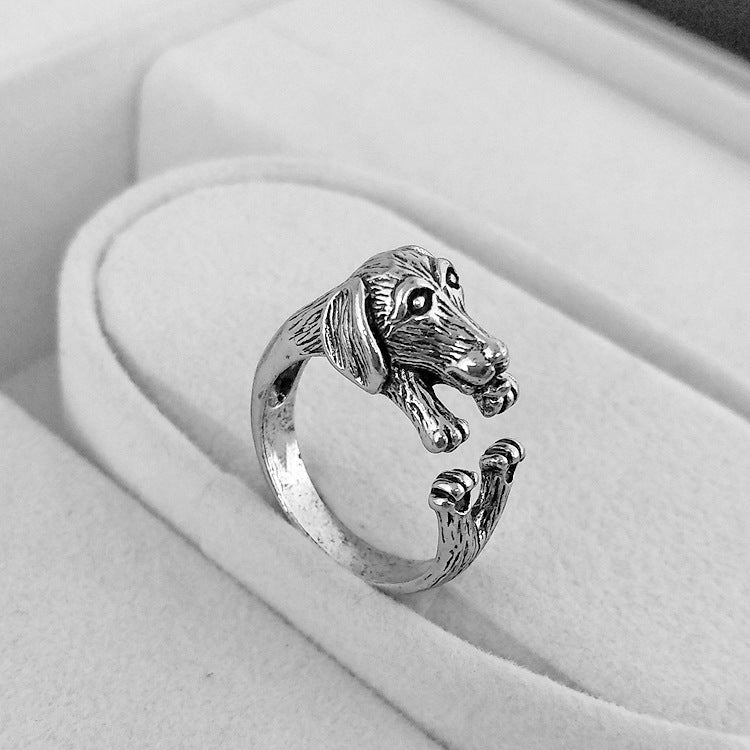 Adjustable Pug Dog Ring Retro Alloy Metal Statement Jewel Adornment Gift For Ladies Men Unisex Bold Daily Wear