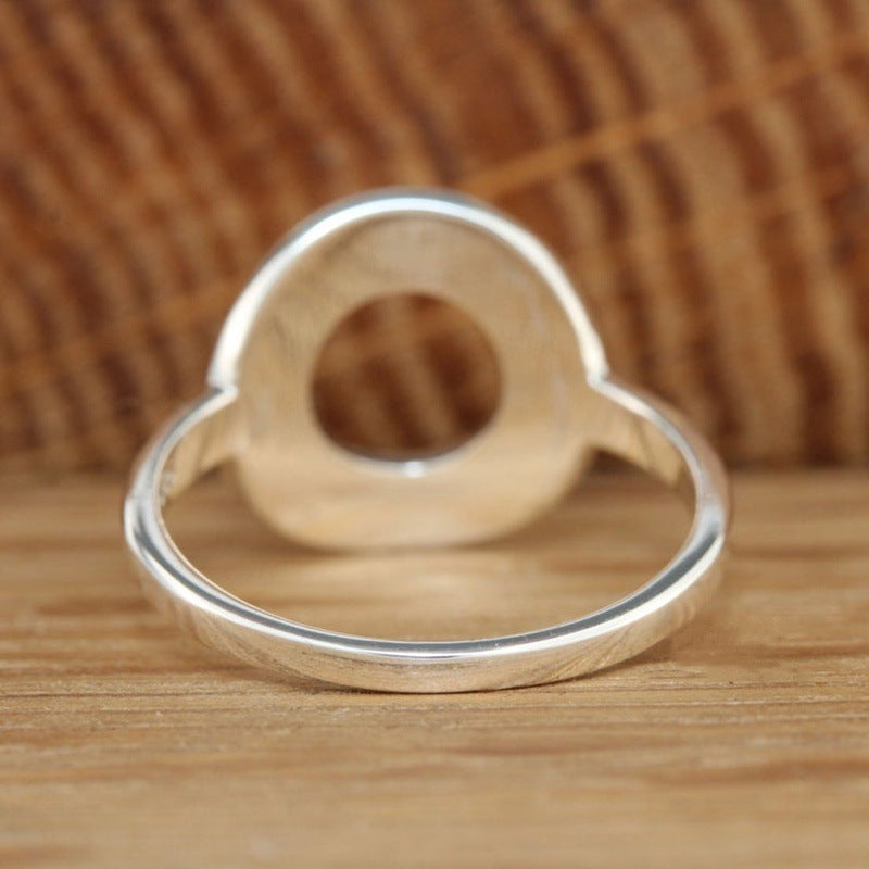 Womens Vintage Geometric Ring Antique Silver Electroplated Alloy Adjustable Band Sun Moon Celestial Design Ring