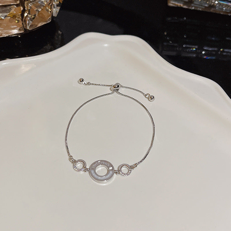 Womens Copper Bracelet With Zircon Flower Pearl Elegant Electroplated Bracelet Affordable Jewelry Gift For Her