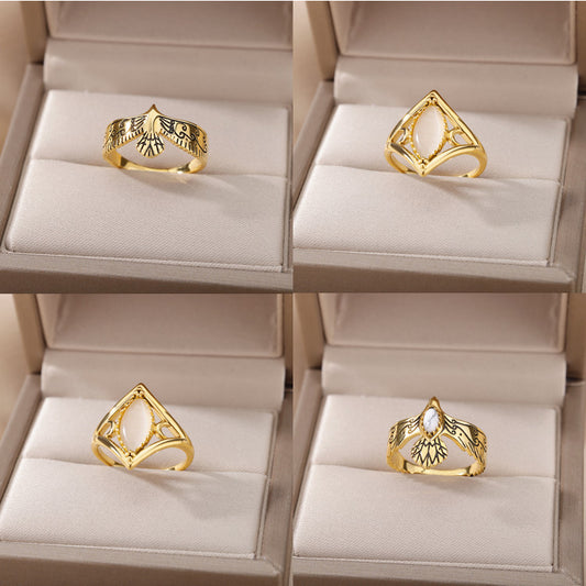 Unisex Copper Eagle Ring Electroplated Bird Zodiacal Designs With Inlaid Zircon European Design Statement Rings