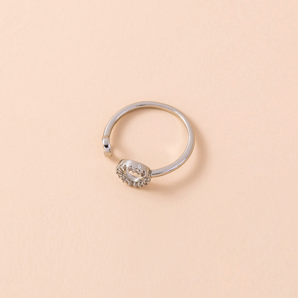 Unisex Copper Ring With Rhinestone Inlay O Shaped Minimalist Design Fashion Jewelry Everyday Wear For Everyone