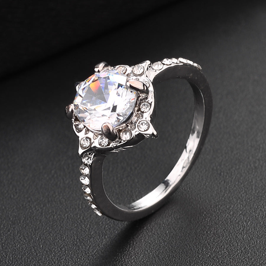 Geometric Silver Ring With Diamond Crystal Zircon Inlay For Women Size 6 7 8 9 10 Elegant Shine For Any Styles