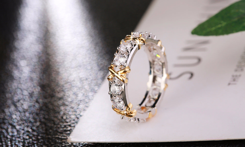 Gold Plated Zircon Ring Sepia Tone Fashion Jewelry Set